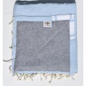 Fouta bleu clair doublée éponge grise